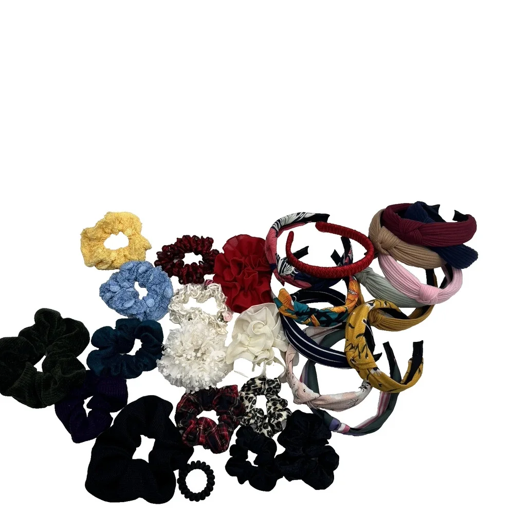 Lot 27 Pc VTG 90s - Modern Hair Scrunchies Headbands Oversized Lace Chiffon‎